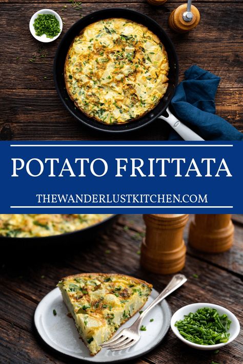 This Potato Frittata recipe is filled with eggs, cheese, spinach, and of course, potatoes. It's a flavorful breakfast choice to kickstart your day! Potatoes Spinach Egg, Frittata With Potatoes, Frittata Recipes Potato, Spinach Potato Frittata, Basic Frittata Recipe, Potato Frittata Recipes, Snacks Chicken, Homemade Breakfast Recipes, Simple Brunch