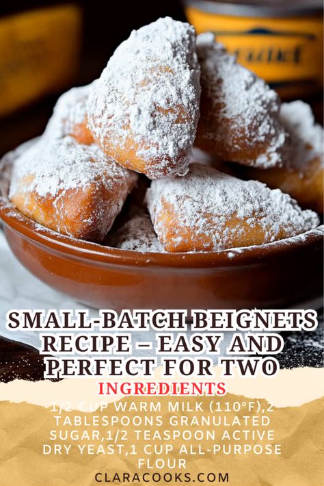 Small-Batch Beignets Recipe – Easy and Perfect for Two Beniegts Air Fryer, Easy Beginner Dessert Recipes, Beneights Recipe Easy, Small Ingredient Desserts, Homemade Beignets Easy, Desserts For 2 People Recipes For Two, Begniets Recipes Easy, Begniets Recipes, Beignet Recipe Easy