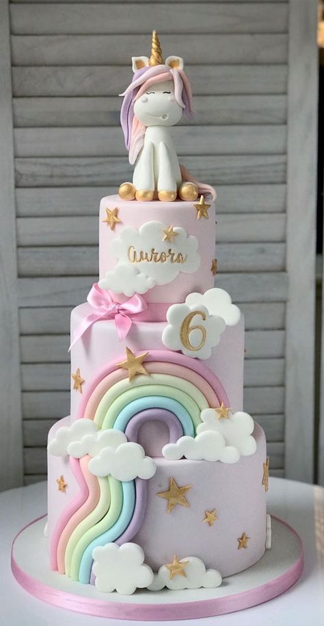 35. 6th Birthday Three Tier Unicorn Birthday Cake When you start planning any party, you want to be creative—whether it is your decoration, dress,... Unicorn Rainbow Cake Birthday, Easy Homemade Birthday Cake, Unicorn Theme Cake, 1st Birthday Cake Designs, Unicorn Rainbow Cake, Unicorn Cake Design, Unicorn Birthday Party Cake, Homemade Birthday Cake, Rainbow Themed Birthday Party