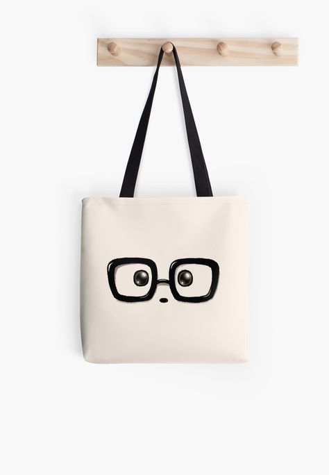 Panda And Polar Bear, Diy Tote Bag Design, Desain Merek, White Glasses, Canvas Bag Design, Sacs Tote Bags, Panda Eyes, Sac Diy, Handpainted Bags