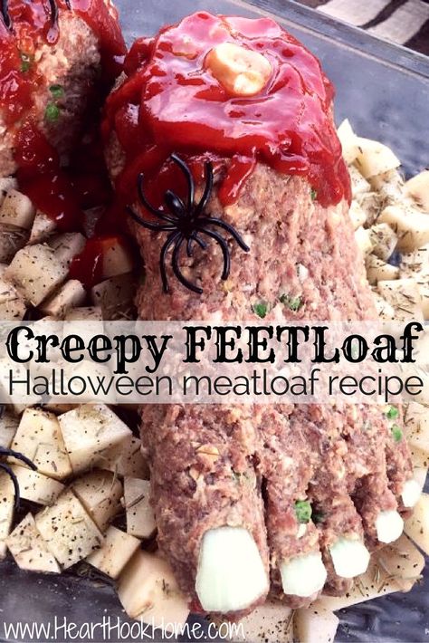 Meatloaf? How about creepy FEETloaf?! Perfect for Halloween and anytime really, we have altered Paul's famous meatloaf recipe for a special Halloween treat. Halloween Party Food Adults, Party Food Adults, Halloween Meatloaf, Adult Halloween Party Food, Halloween Meal, Party Food For Adults, Tartiflette Recipe, Halloween Potluck, Best Halloween Party