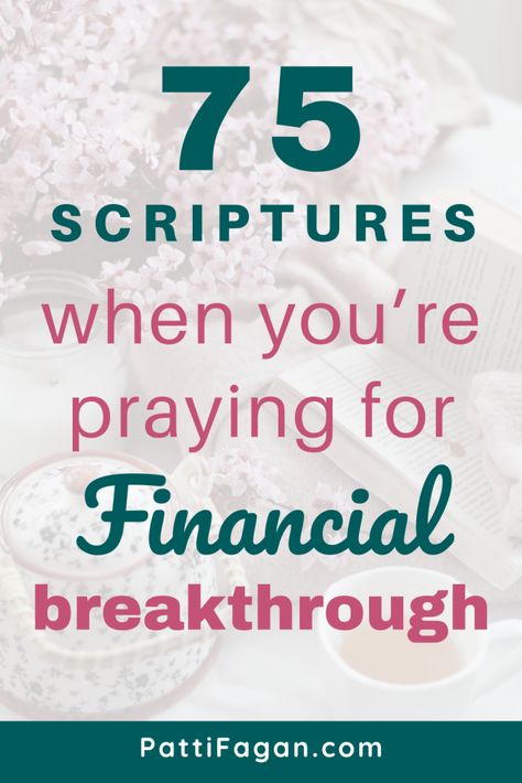 If you are praying for financial breakthrough, this list of 75 scriptures will help you align your beliefs with the promises of God. If you will meditate on them and declare them by faith over your life, you’ll see positive results. 75 Scriptures for praying for financial breakthrough - Patti Fagan Prayer For Financial Help, Scriptures To Pray, Prayer For Finances, Financial Affirmations, Business Prayer, Financial Breakthrough, Financial Prayers, The Promises Of God, Promises Of God