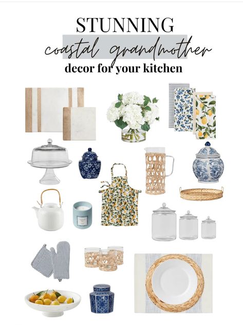 Lake Kitchen Decor, Grandma Coastal Chic, Coastal Grandmother Aesthetic Kitchen, Costal Granddaughter Kitchen, Coastal Grandmother Kitchen Aesthetic, Coastal Grandmother Style Decor, Coastal Grandma Kitchen Decor, Coastal Grandmother Aesthetic Apartment, Coastal Grandmother Decorating