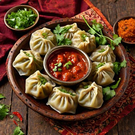 Chicken Momos with Nepalese Roasted Tomato Chutney Momos Chutney Recipe, Cooking Techniques Basic, Chicken Momos, Tomato Chutney Recipe, Healthy Fruit Desserts, Alfredo Sauce Recipe, Chutney Recipe, Tomato Chutney, Roasted Tomato