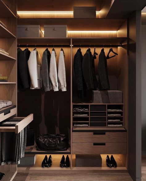 Walk Through Closer To Bathroom, Woredrobe Designs Room, Wardrobe Section Ideas, Men’s Closet, Grey Cupboards, Small Dressing Rooms, Eclectic Decor Bedroom, Wooden Wardrobe Design, Classy Closets