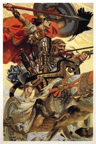 J.C. Leyendecker - Cuchulain In Battle (1907) | Jon Williamson | Flickr Celtic Myth, Ancient Ireland, Irish Mythology, Graphisches Design, American Illustration, Celtic Mythology, Art Et Illustration, Art And Illustration, Pulp Fiction