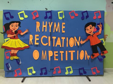 Rhyme Competition Board, Background Drawing, Board Decoration, Door Decoration, Nursery Rhymes, Classroom Decorations, Country Flags, Door Decorations, Henna