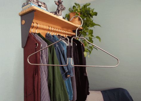 Coat Hingers – Foldable Coat Hangers by Simone Giertz — Kickstarter Simone Giertz, Backyard Office Shed, Organizing Products, Folding Hanger, Habitat For Humanity Restore, Nomad Lifestyle, Storing Clothes, Bedroom Remodel, Small Space Storage