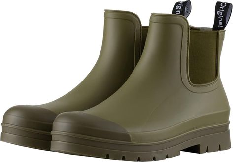 Amazon.com | planone Short rain boots for women waterproof garden shoes anti-slipping chelsea rainboots for ladies comfortable insoles stylish light ankle rain shoes matte outdoor work shoes | Rain Footwear