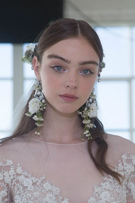 Romantic Wedding Makeup, Marchesa Bridal, Amazing Wedding Makeup, Wedding Hairstyles And Makeup, Wedding Makeup Tips, Flowers In Her Hair, Romantic Girl, Runway Makeup, Wedding Makeup Looks