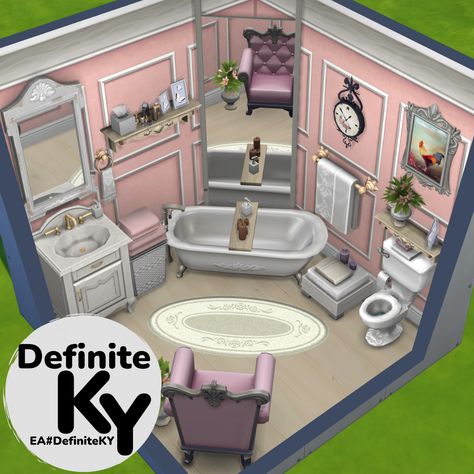 Functional in game play. Download from EA gallery #DefiniteKY2 Sims 4 Bathroom Base Game, Sims 4 Base Game Bathroom, Bathroom 3x3, Sims Bathroom, Sims 4 Bathroom, Crafts Origami, Bloxburg Ideas, Sims Building, Sims House Design