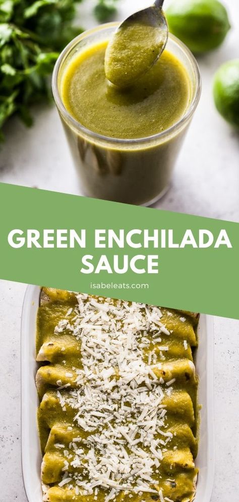 Green Enchilada Sauce Recipe, Making Enchiladas, Authentic Enchilada Sauce, Enchilada Sauce Recipe, Enchilada Sauce Easy, Isabel Eats, Mexican Sauce, Recipes With Enchilada Sauce, Easy Enchiladas