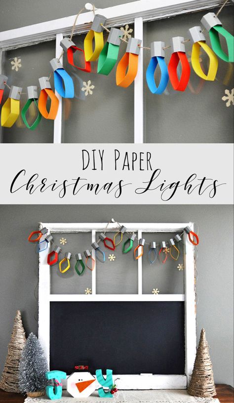 Paper Christmas Lights, Jul Diy, Diy Christmas Lights, Christmas Decorations For Kids, Christmas Paper Crafts, Diy Christmas Decorations Easy, Office Christmas Decorations, Lights Christmas, Christmas Classroom