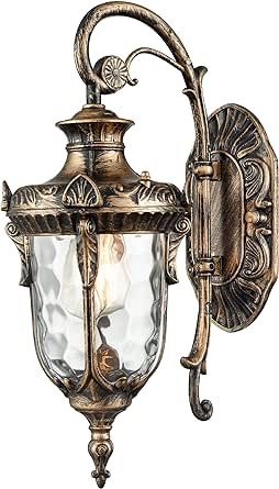 SAMTEEN Bronze Outdoor Light Fixtures Wall Mount 15.8" H Waterproof Exterior Wall Sconce with Hammered Glass Shade Outside Porch Light for House Garage Front Door Bronze Outdoor Light Fixture, Outside Porch Lights, Bronze Outdoor Lighting, Porch Light Fixtures, Outdoor Wall Light Fixtures, Casting Aluminum, Porch Light, Black Outdoor Wall Lights, Die Casting