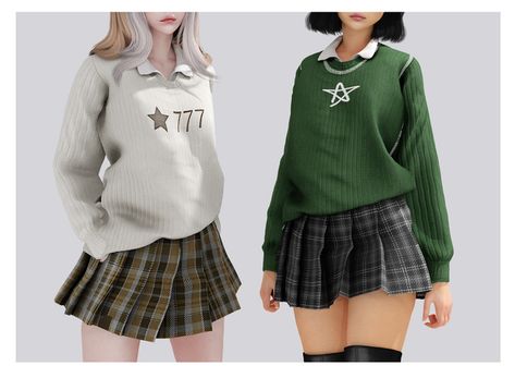 Milena outfit | Patreon Sims 4 Cc Clothes Female Aesthetic, Rave Skirt, Cc Packs, Sims 4 Male Clothes, Male Sweaters, Alpha Cc, Nerd Outfits, Aesthetic Sweaters, Sims Packs