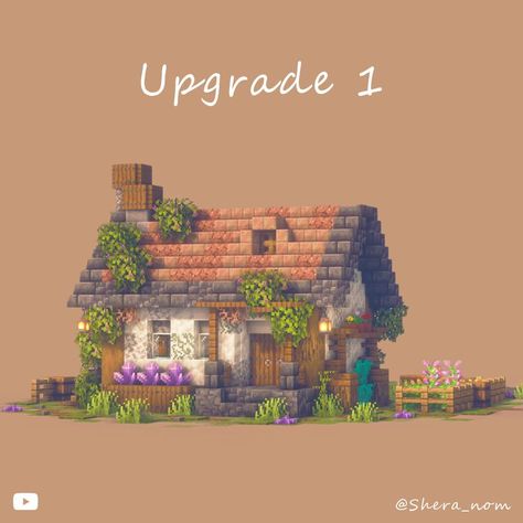 Mincraft Idea Houses Starter, Minecraft Outside House Ideas, Basic Mc House, Minecraft Basic House Ideas, Aesthetic Minecraft Village Houses, Basic Starter House Minecraft, Minecraft Cottage Starter House, Minecraft House Upgrade, Cute Minecraft Village House Ideas