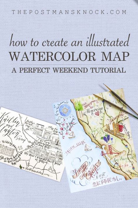 Travel Journal Watercolor, Artist Gifts Ideas, Watercolor Journal Ideas, Travel Journal Diy, Diy Map Art, Watercolor Exercises, Map Art Illustration, Weekend Challenge, Watercolour Map