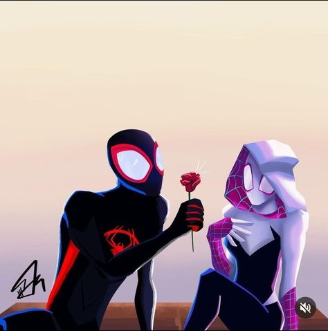 Miles And Gwen Sketch, Spider Man Couple Wallpaper, Gwen And Miles Drawing, Spiderman Couple Pfp, Spider Man Wallpaper Laptop, Miles Morales X Gwen Stacy, Miles Pfp, Couple Spiderman, 2099 Marvel