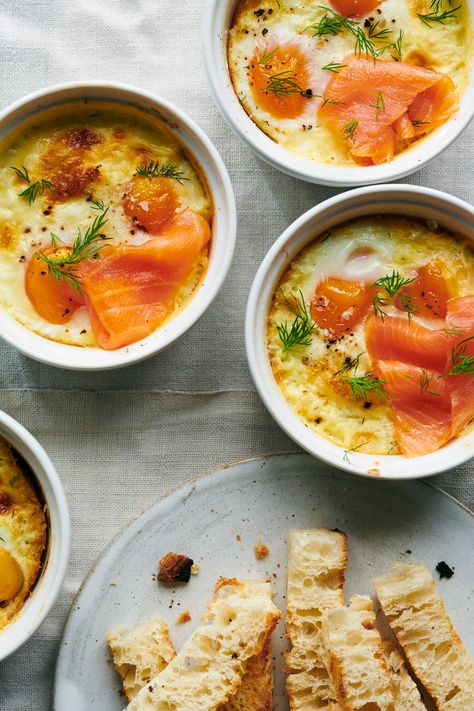 Smoked Salmon Recipe, Salmon Breakfast, Smoked Salmon Recipes, Nyt Cooking, Egg Dish, Salmon Recipe, Baked Eggs, Breakfast Brunch Recipes, Breakfast Time