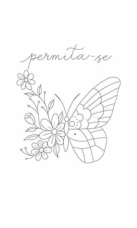 Outline Designs Pattern, Butterfly Embroidery Template, Small Hand Embroidery Patterns, Embroidery Flower Template, Flower Pattern Embroidery Templates, Flowers And Butterflies Drawing, Dibujos Bordados Ideas, Simple Embroidery Designs Drawings, Flower Embroidery Pattern Free Templates