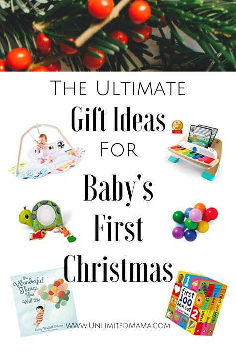 Sharing a list of gift ideas for baby’s first Christmas. Giving ideas for both boys and girls, the list even includes ideas for stocking stuffers! Newborn Christmas Gifts, Baby's First Christmas Gifts, Baby Gift Guide, Nativity Crafts, Ultimate Gift Guide, Baby Christmas Gifts, First Birthday Gifts, Developmental Toys, Baby's First Christmas