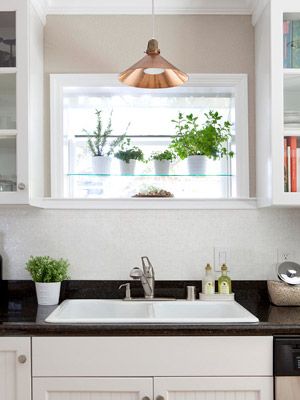 @jennifer_stagg  shares why copper is for much more than Moscow Mule mugs in your decor! Decorate Window, Herb Garden In Kitchen, White Tile Backsplash, Window Shelves, Kitchen Herbs, Over Sink, Compact Kitchen, Kitchen Redo, Kitchen On A Budget