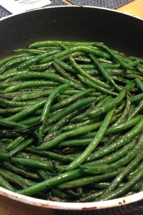 Pan Fried Green Beans | "This is the fried green beans recipe I've been searching for! The beans still have a slight bite to them. And the aroma that fills the kitchen is amazing!" #allrecipes #sidedishrecipes #sides #dinnersidedish #sidedishes #sidedishideas Green Bean Pan Fried, Skillet Fried Green Beans, Pan Fried Green Beans Garlic, How To Cook Fresh Pole Beans, Flash Fried Green Beans, Crispy Fried Green Beans, Fried Green Beans Skillet, Pan Seared Green Beans, Stir Fry Green Beans Recipes