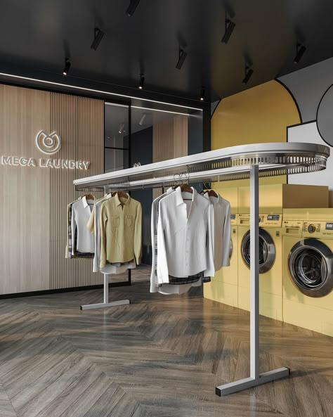 Mega Laundry (Baku) :: Behance Laundromat Business, Dry Cleaning Business, Laundry Logo, Laundry Dry Cleaning, Laundry Business, Commercial Laundry, Laundry Shop, Laundry Design, 3d Building