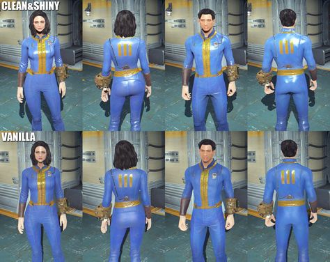 Simple edited default clean(new) vault suit. I got rid of these inserts on arms\legs\body and tried to make it more shiny. Fallout Vault Dweller Character Art, Fallout Vault Suit, Fallout Jumpsuit, Fallout Vault Dweller, Fallout Miniatures, Vault Suit, Fallout Party, Fallout Nv, Fallout Meme