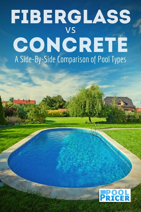 A side-by-side comparison of concrete and fiberglass swimming pools, including the factors of cost, appearance, customization, feel, installation, and durability How To Build An Inground Pool, Inground Fiberglass Pool Ideas Backyards, Concrete Pool Design Ideas, Upper Ground Pool Ideas, Pools With Lap Lane, Swimming Pool Ideas Inground, Best Pool Designs Dream Houses, Inground Pool And Patio Ideas, Fiberglass Pool Ideas Small Yards