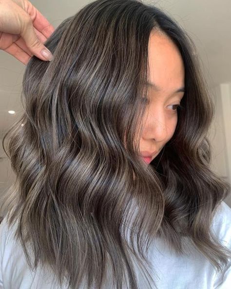 Natural Balayage Ash Brown, Natural Lowlights, Brown Hair Color Styles, Ash Brown Hair Dye, Medium Ash Brown Hair, Ash Brown Highlights, Hair Color Styles, Ashy Brown, Light Ash Brown Hair