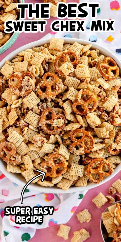 Crock Pot Chex Mix Recipes Slow Cooker, Crock Pot Chex Mix Recipes, Healthy Chex Mix Recipes, Peanut Butter Chex Mix Recipes, Sweet And Salty Snack Mix Recipes, Snack Mixes For A Crowd, Sweet Chex Mix Recipes, Sweet Party Mix Recipe, Healthy Chex Mix