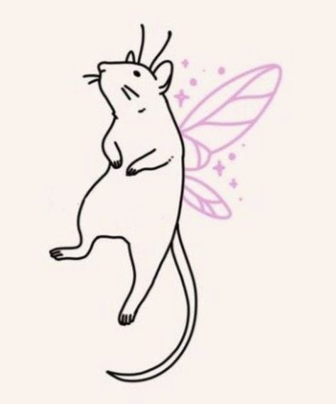 Rat With Wings Drawing, Mouse With Wings Tattoo, Flying Cat Drawing, Rat Tattoo Simple, Little Cute Doodles, Cute Rats Drawing, Rat Draw, Cute Rat Drawing, Rat Doodle