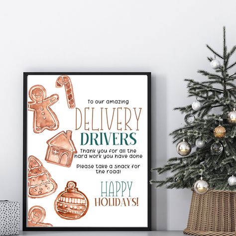 Delivery driver thank you sign printable Christmas sign take a snack printable, mailman appreciation sign Thank You Sign, Delivery Driver, Christmas Sign, Printable Christmas, Treat Boxes, Printable Signs, Christmas Signs, Christmas Printables, Christmas And New Year