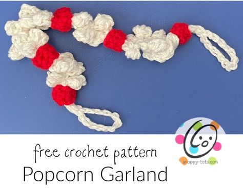 Free Pattern: Popcorn Garland Free Crochet Popcorn Garland Pattern, How To Crochet Popcorn Garland, Crochet Popcorn Free Pattern, Popcorn Garland Crochet, Crocheted Popcorn Garland, Crochet Popcorn Garland Free Pattern, Popcorn And Cranberry Crochet Garland, Crochet Popcorn Garland, Popcorn Crochet