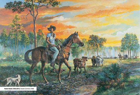 Florida Cracker Horse, Florida Cracker, Cowboy Artists, Florida Artist, Florida Art, Cowboy Art, Old Florida, Christmas Postcard, Western Art