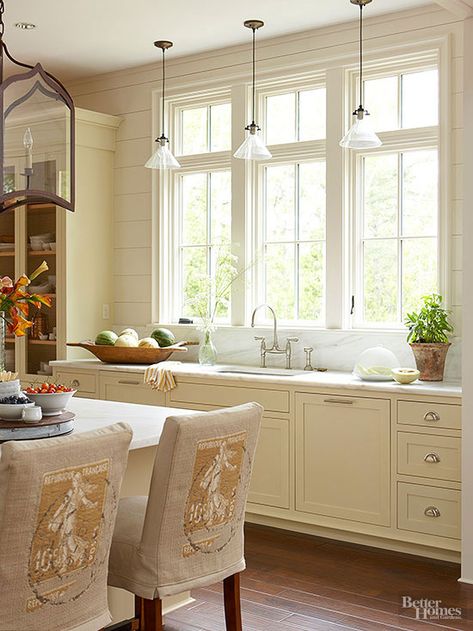 Kitchen Window Over Sink Ideas, Countertop Concrete, Kitchen Window Coverings, Window Over Sink, Modern Home Decor Kitchen, Kitchen Windows, Over Sink, Timeless Kitchen, Window Ideas