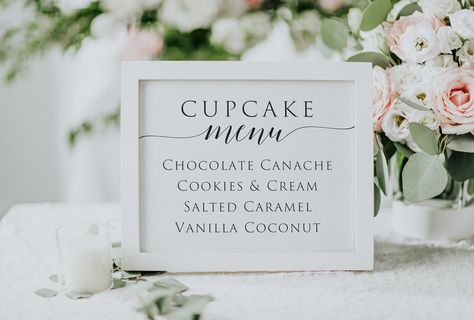 Wedding Cupcake Menu Sign, Printable Cupcake Menu Sign, Dessert Table Sign, Cake Bar Sign, Wedding Cupcake Sign, Editable Cupcake Menu - Etsy Cupcake Sign, Cupcake Signs, Bar Sign Wedding, Cake Bar, Dessert Table Sign, Menu Sign, Cake Bars, Table Sign, Wedding Cupcakes