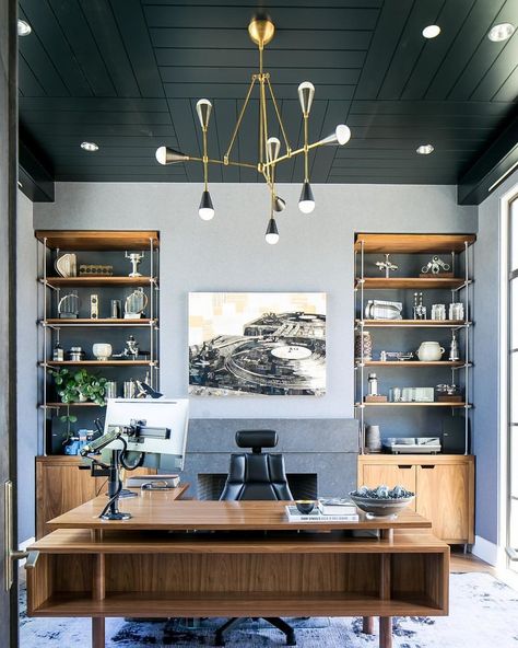 Mid Century Modern Home Office, Industrial Office Decor, Home Office Modern, Bedroom Inspirations Minimalist, Mid Century Modern Office, Modern Home Offices, Modern Office Decor, Interior Design Per La Casa, Contemporary Home Office