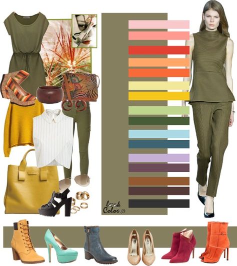 Olive Green Pants Outfit, Olive Green Outfit, Green Pants Outfit, Green Color Combinations, Matching Colours, Colour Combinations Fashion, Color Combos Outfit, Ochre Yellow, Color Combinations For Clothes