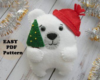 Easy Felt baby mobile pattern advent calendar by MagicPatternShop Polar Bear Felt, Wool Felt Ornaments, Polar Bear Pattern, Sewing Pdf Pattern, Polar Bear Ornaments, Bear Felt, Baby Mobil, Felt Ornaments Patterns, Ornament Craft