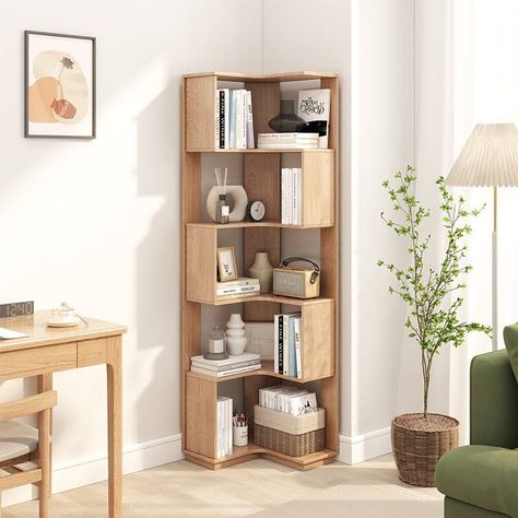 Corner Book Shelves Ideas, Funky Bookshelves, Bookshelf On Wall, Minimalism Room, Bathroom Inspo Interior Design, Wood Corner Shelves, Kids Shared Bedroom, Bedroom Decor For Small Rooms, Dental Office Decor