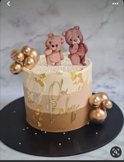 Teddy Themed Cake, Buttercream Bear Cake, Teddy Bear Cake Designs, Bear Cake Baby Shower Boy, Baby Shower Cake Bear Theme, Teddy Bear Baby Shower Cake Boys, Beige Baby Shower Cake, Teddy Bear Baby Shower Theme Cake, Bear Theme Baby Shower Cake