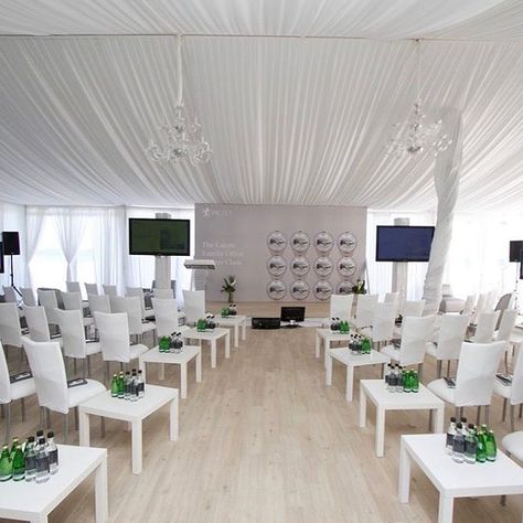 Corporate business conference tent event decor Corporative Events, Launch Event Ideas, Tent Event, Event Planning Career, Corporate Events Decoration, Corporate Event Design, Tent Set Up, Business Conference, Corporate Event Planning