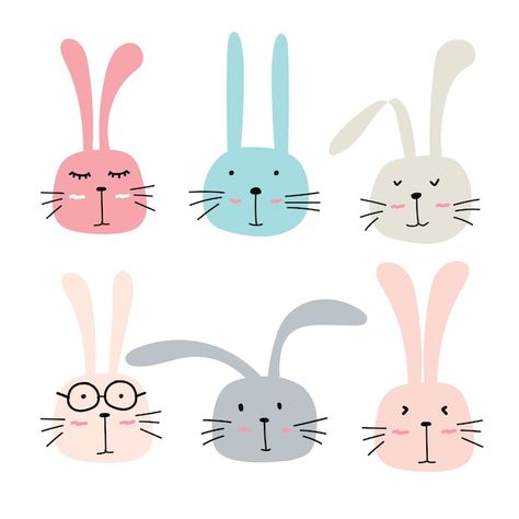 Hand drawn cute bunny characters set | Premium Vector #Freepik #vector #cute-bunny #baby-rabbit #rabbit-ears #bunny Rabbit Clipart, Bunny Clipart, Easter Illustration, Cute Animal Clipart, Bunny Face, Cute Clipart, Hoppy Easter, Journal Doodles, Animal Clipart