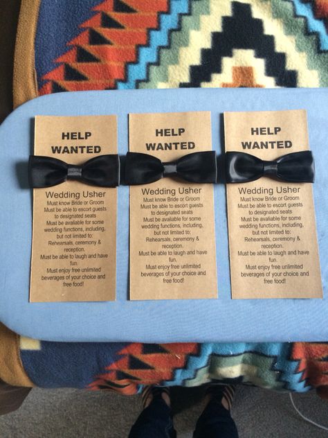 Will you be my usher? Wedding usher cards I made. Usher Proposal Ideas Wedding, How To Ask An Usher To Be In Wedding, Gifts For Ushers At Wedding, Usher Proposal Ideas, Wedding Usher Proposal, Wedding Party Roles, Usher Proposal, Wedding Usher, Casual Wedding Reception