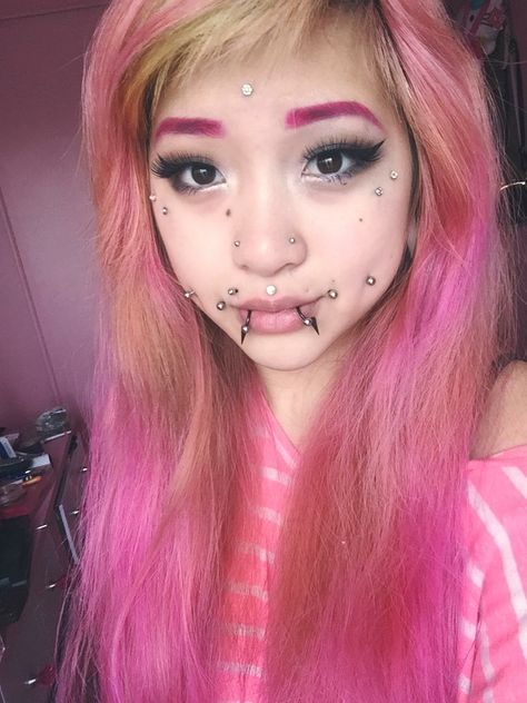 Body Modification Piercings, Double Tongue Piercing, Double Cartilage Piercing, Face Piercings, Cool Piercings, Multiple Ear Piercings, Facial Piercings, Cute Piercings, Dermal Piercing