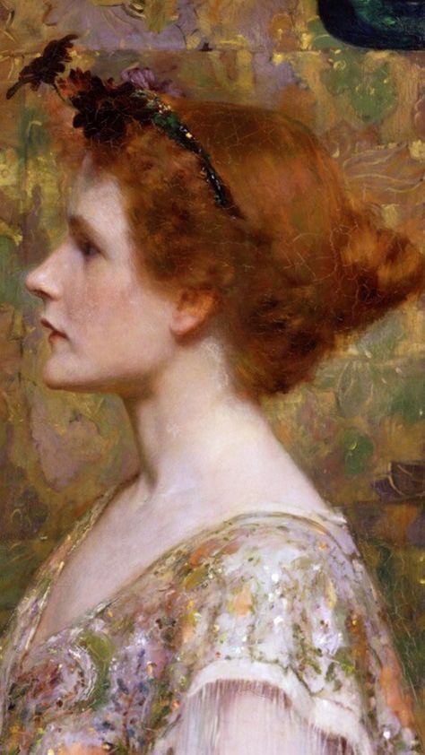 Woman with Red Hair, 1894 by Albert Herter (1871–1950) Woman With Red Hair, Pre Raphaelite Art, Cider House, Art Details, Classic Paintings, East Hampton, Art Style Inspiration, Classical Art, Traditional Paintings