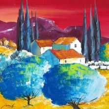 Rouge Provence Impasto Paintings, Tuscan Landscape, Mini Toile, Mediterranean Art, Tuscan Landscaping, Impasto Painting, Abstract Art Landscape, Modern Painting, Provence