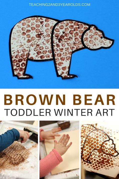 Toddlers can create a brown bear by rolling paint onto free printable bear and bubble wrap. A fun winter activity that also strengthens fine motor skills! Bear Art For Toddlers, Bear Activities Preschool, Brown Bear Brown Bear Activities, Brown Bear Art, Art For Toddlers, Bears Preschool, Teddy Bear Crafts, Teddy Bear Theme, Fun Winter Activities